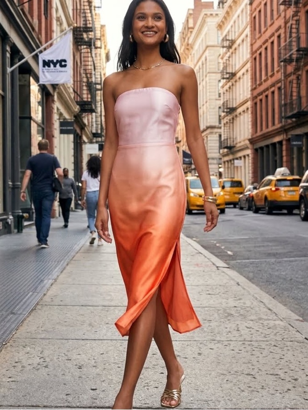 New w/tags Lulus Elegant Ombre Strapless Square Neck Fitted Dress Sz  Small